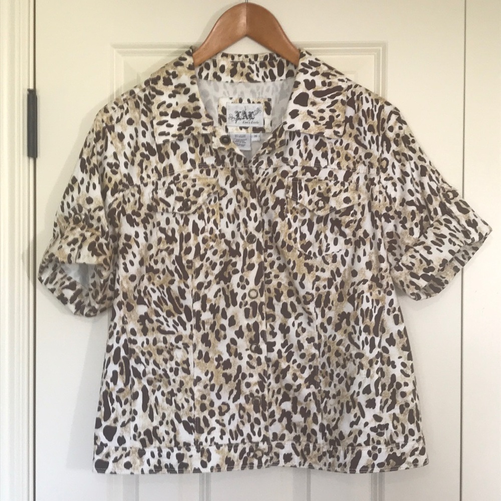 LAL cheetah print short sleeve denim jacket